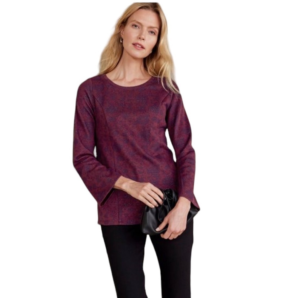 Soft Surroundings Jeri Jacquard Multi Floral Top Size PM 10/12 NWT